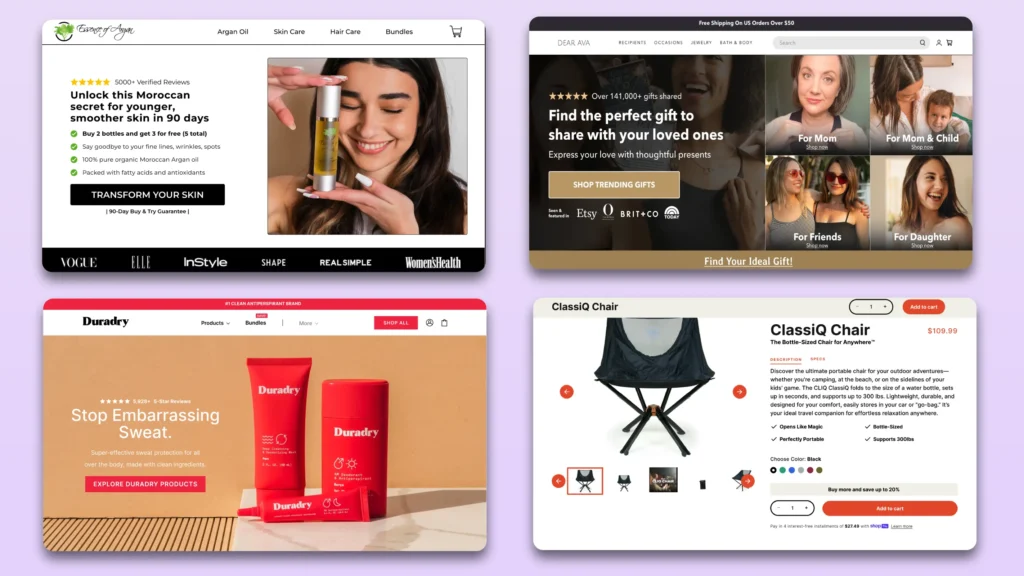 8 Figure Landing Pages Screenshots