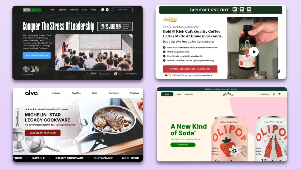 8 Figure Landing Pages Screenshots